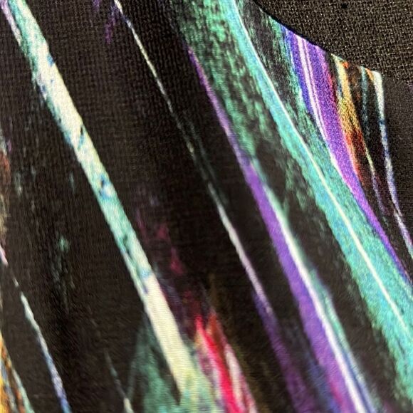 Karen Kane dress knee/midi hi-lo geometric multi-color Small FIRM on PRICE - Picture 3 of 6